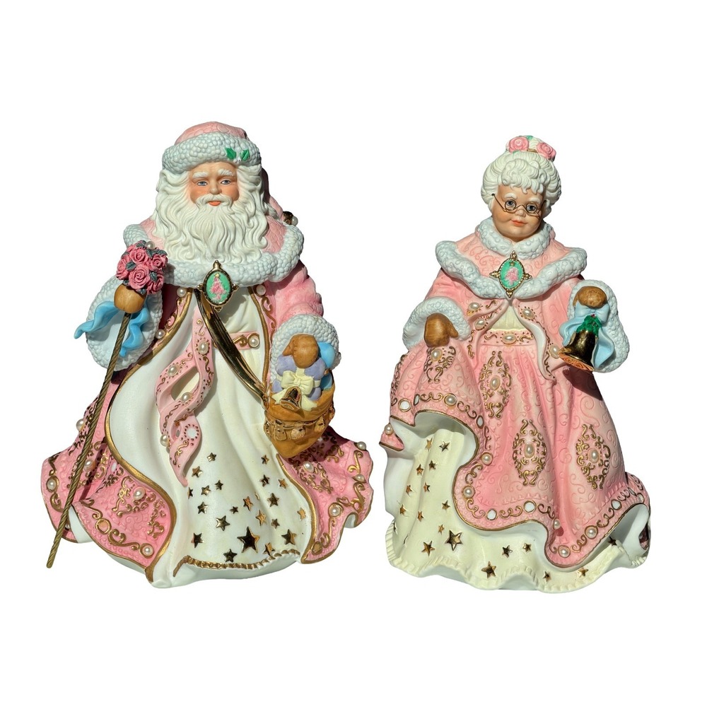 Danbury Mint Santa & Mrs. Claus Victorian Musical Figurine 2 Pc Set